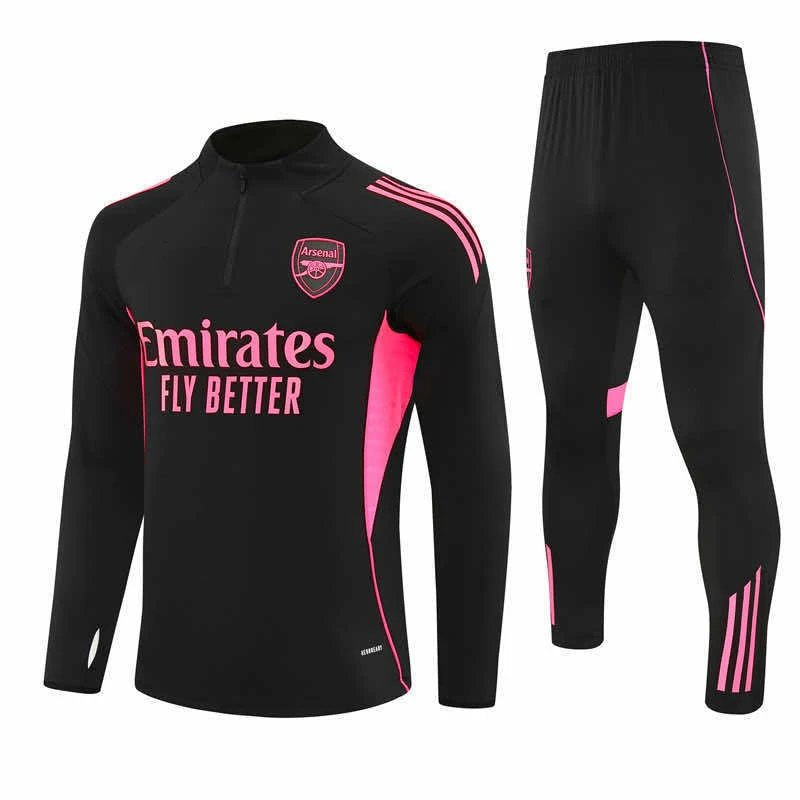 2526 Arsenal Black Pink Shoulder Training Uniform Half-Pull Set