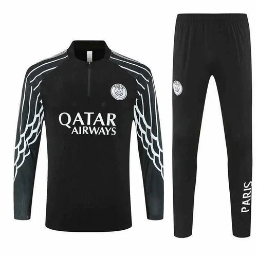 2526 Paris Black and White Arm Stripe Training Uniform Semi-Pull Set