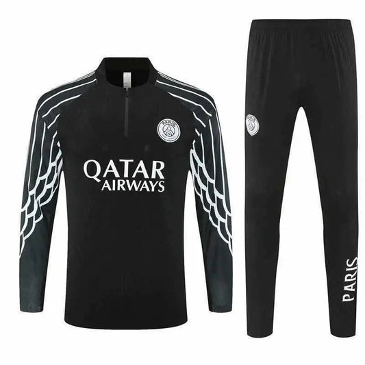 2526 Paris Black and White Arm Stripe Training Uniform Semi-Pull Set