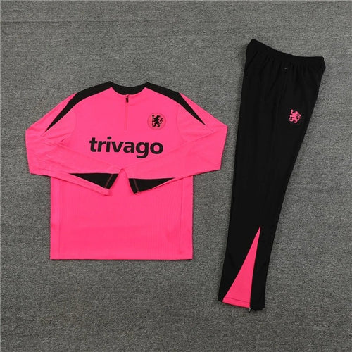 2425 Chelsea Pink Black Shoulder Training Uniform Semi-Pull Suit Player Edition