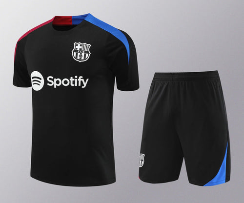 2425 Barcelona black red blue shoulder training suit short sleeve