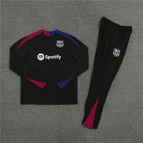 2425 Barcelona Black Red Blue Shoulder Training Uniform Semi-Pull Set